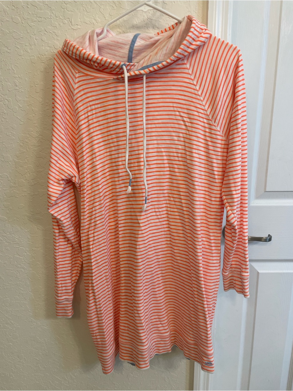 Southern Tide Orange & White Striped Hooded Top